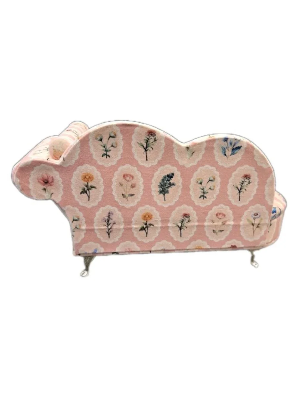 New Pink Flower Victorian Doll Chaise Jewelry Box Organizer Couch Jewelry Box